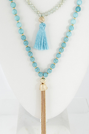 Multi Layered Beaded Necklace Set With Tassel 6DCE6